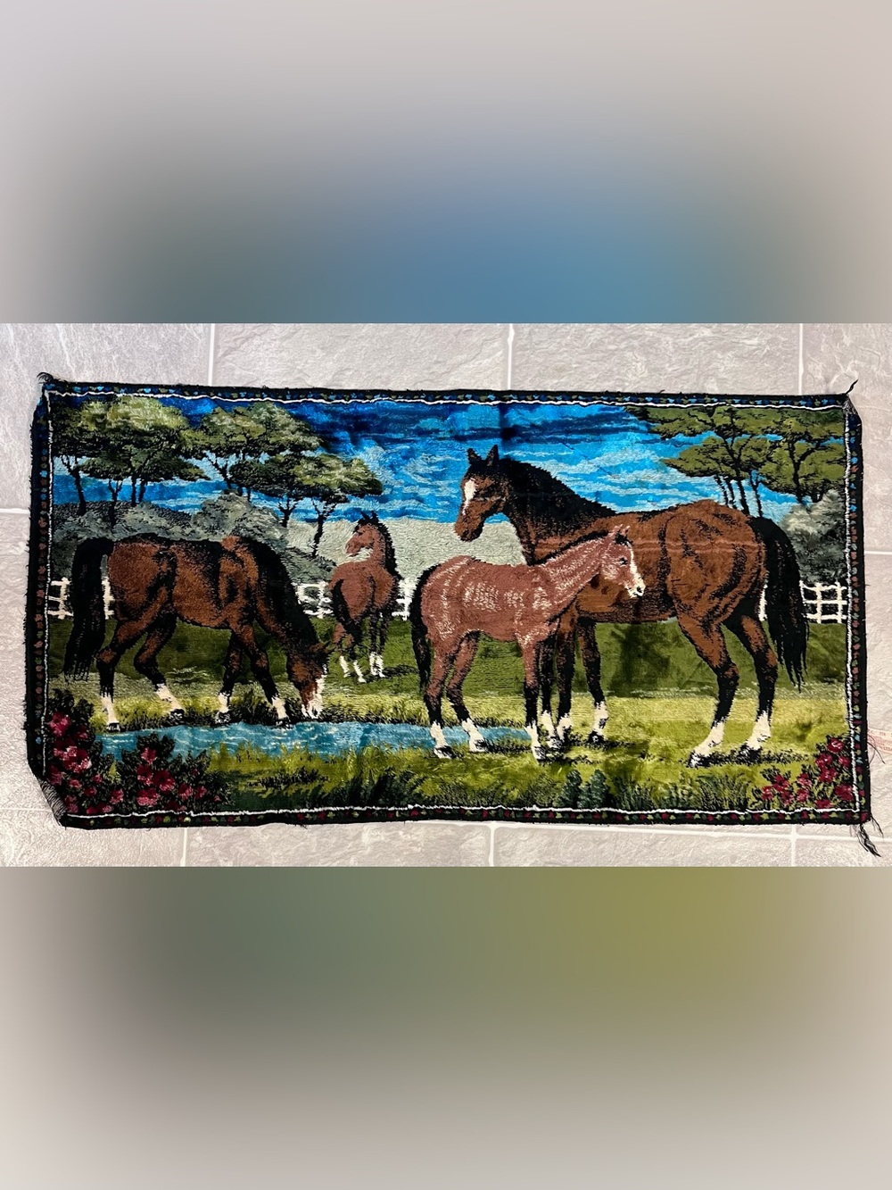 VTG 1970s D.T.C. Lebanon Velvet Horse Tapestry